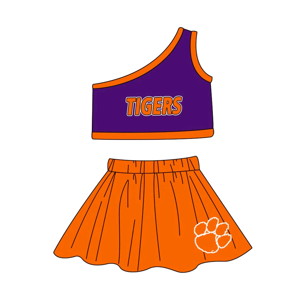 Deadline March 4 One shoulder tiger top skirt girls team outfits