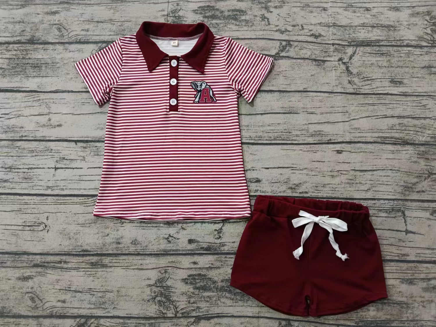 MOQ 3 pcs A elephpant stripe polo shirt shorts boy team clothes