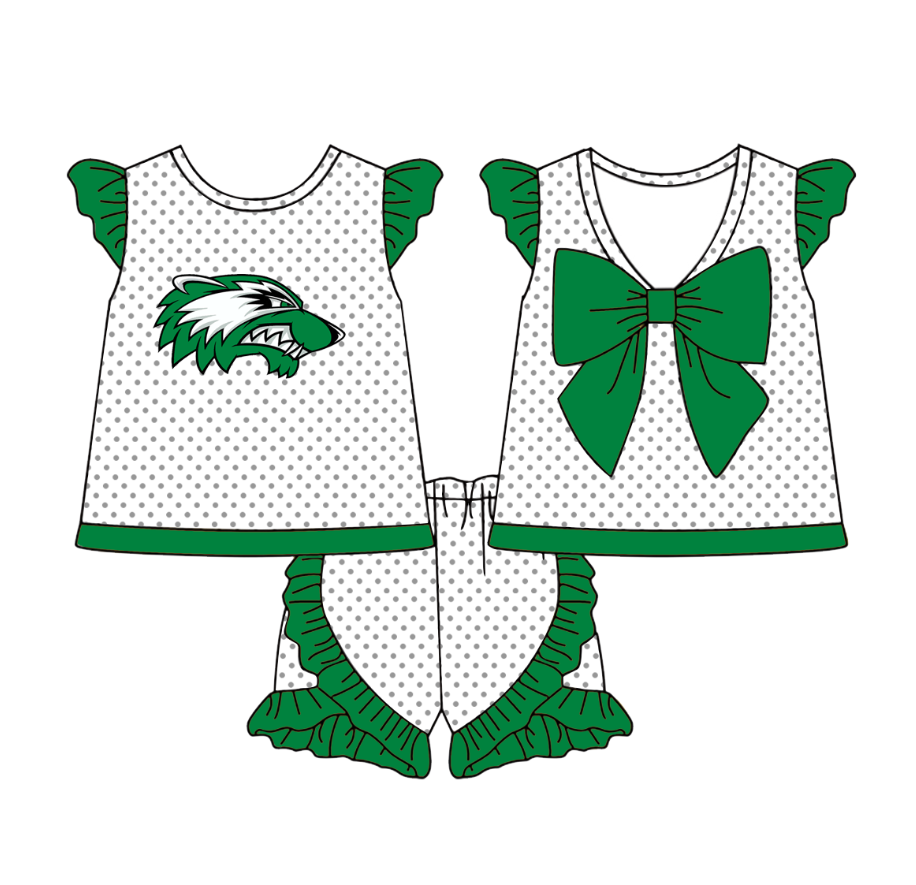 Deadline July 17 2025 green polka dots bow kids girls team clothes