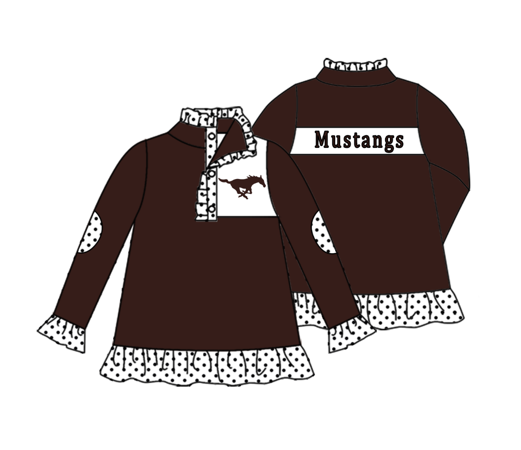 Deadline July 17 2025 mustangs long sleeves polka dots girls team pullover