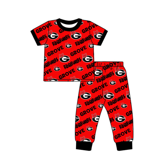 Deadline May 17 red short sleeves G bow girls team pajamas