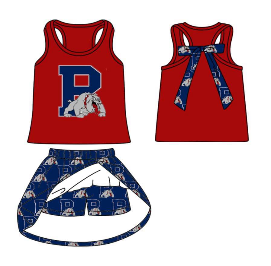 Deadline July 15 2025 sleeveless P red bow top skirt girls team clothes