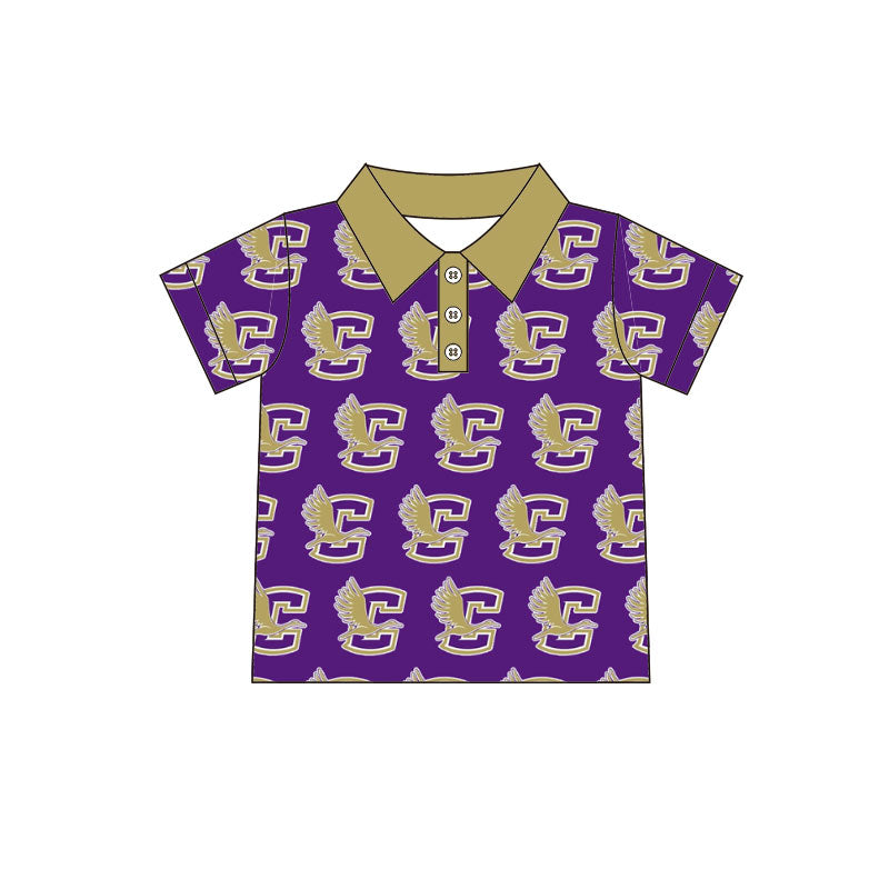 MOQ 5 pcs short sleeves purple kids boys team polo shirt