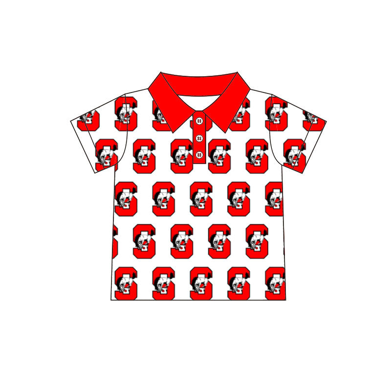 MOQ 5 pcs short sleeves red S kids boys team polo shirt