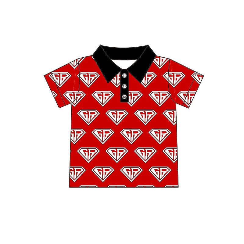 MOQ 5 pcs short sleeves red G R kids boys team polo shirt