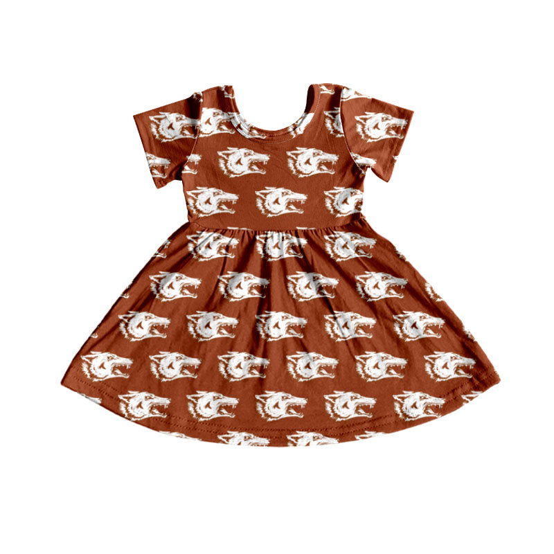 MOQ 5 short sleeves wolf kids girls team dresses