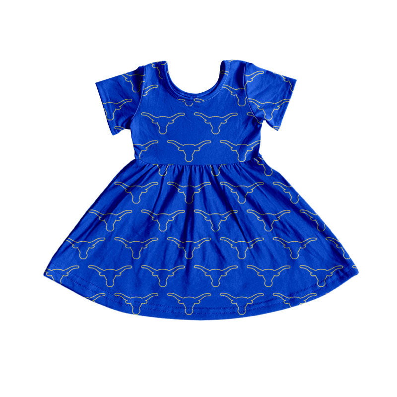 MOQ 5 short sleeves blue kids girls team dresses