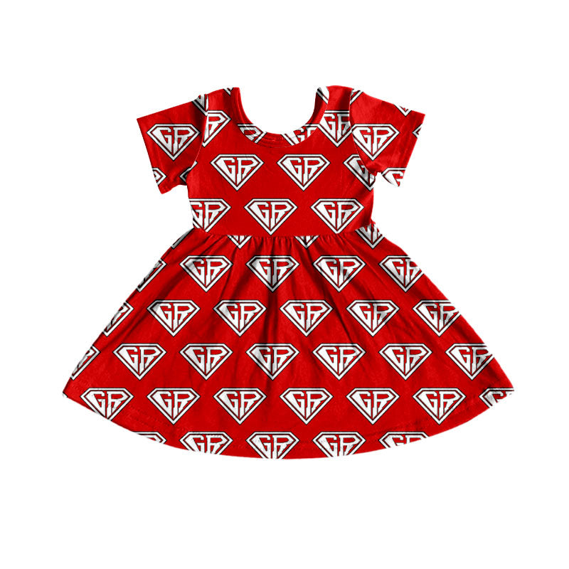 MOQ 5 short sleeves red G R kids girls team dresses