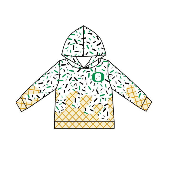 MOQ 3 pcs O green ice cream sprinkle toddler kids team hoodie