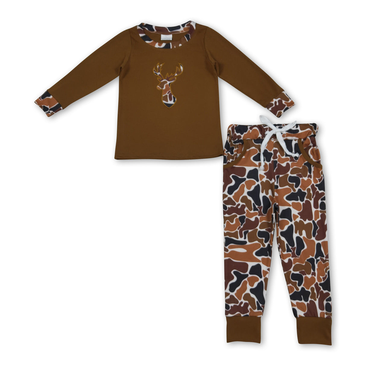 Long sleeves camo deer top pants kids boys clothing