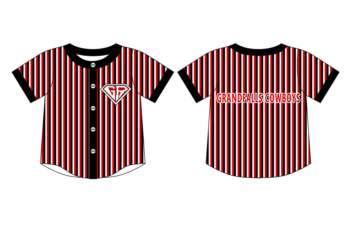 MOQ 5 pcs short sleeves red G R stripe boy team button down shirt