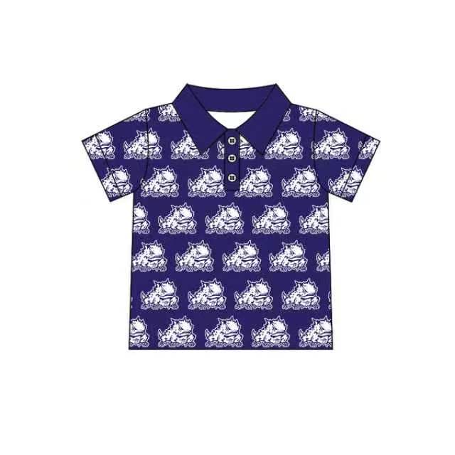 MOQ 5 pcs short sleeves frog kids boys team polo shirt