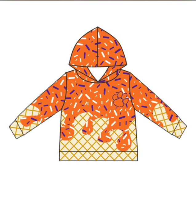 MOQ 3 pcs orange purple ice cream sprinkle toddler kids team hoodie