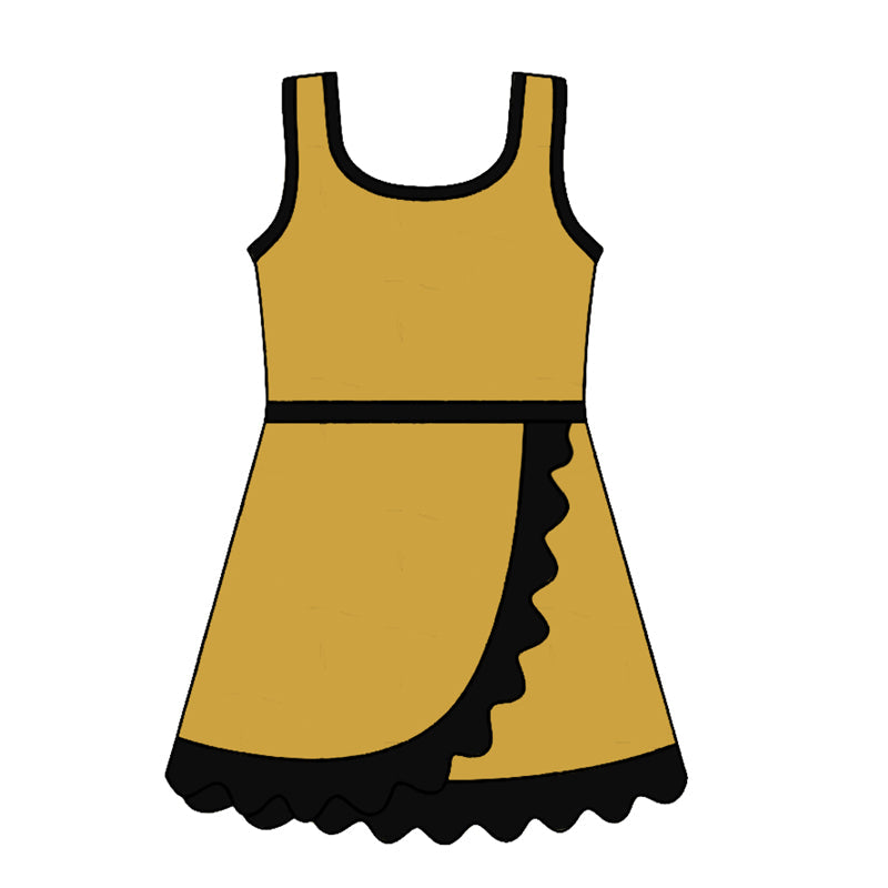 Sleeveless black scallop kids girls team athletic dress