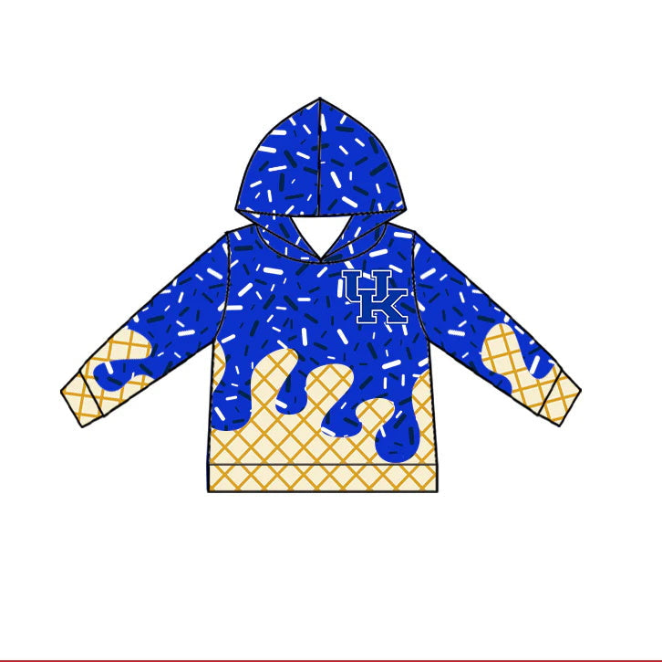 MOQ 3 pcs U K blue ice cream sprinkle toddler kids team hoodie