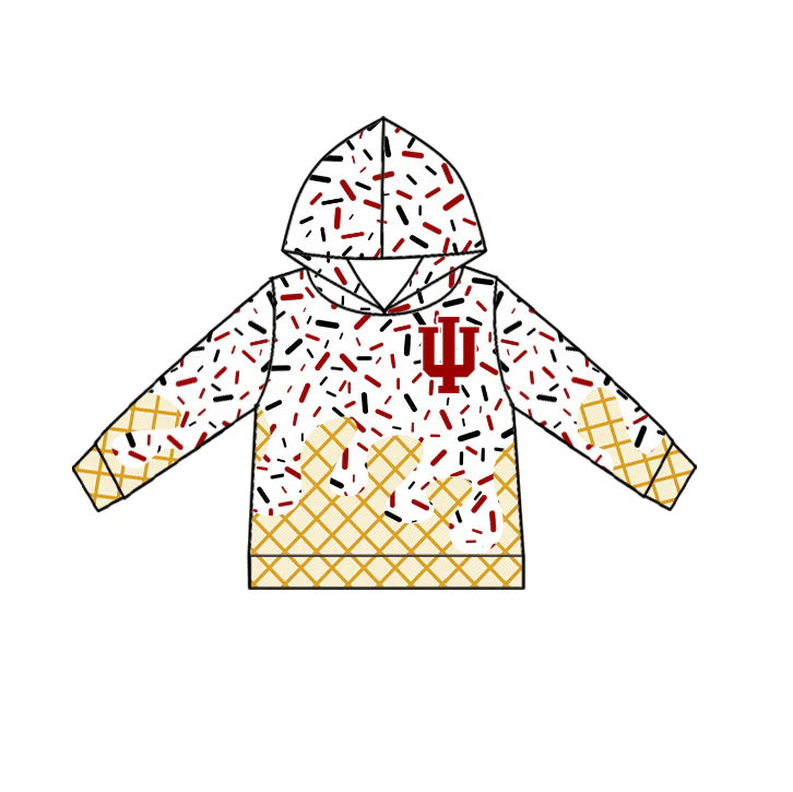 MOQ 3 pcs I red ice cream sprinkle toddler kids team hoodie