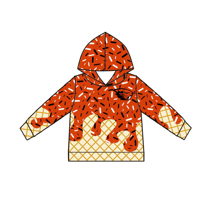 MOQ 3 pcs orange ice cream sprinkle toddler kids team hoodie