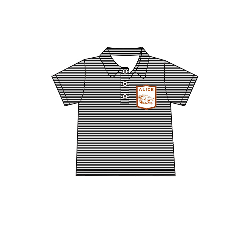 MOQ 3 pcs short sleeves black stripe Alice boys team polo shirt