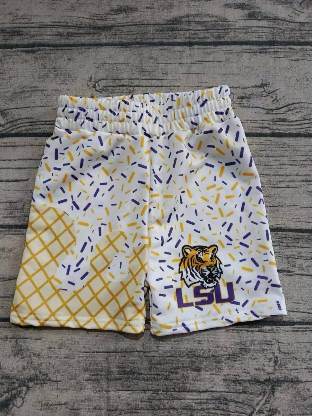 Deadline July 29 2025 L S U tiger ice cream sprinkle kids summer team shorts