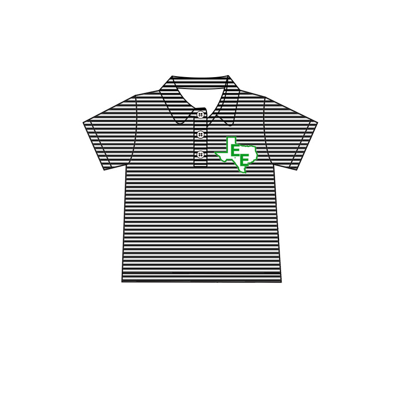 MOQ 3 pcs short sleeves black stripe green E E boys team polo shirt
