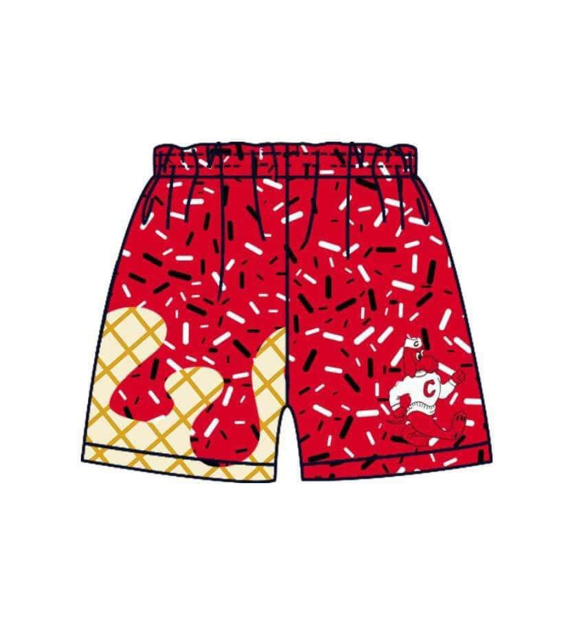 Deadline June 12 red C ice cream sprinkle kids team shorts