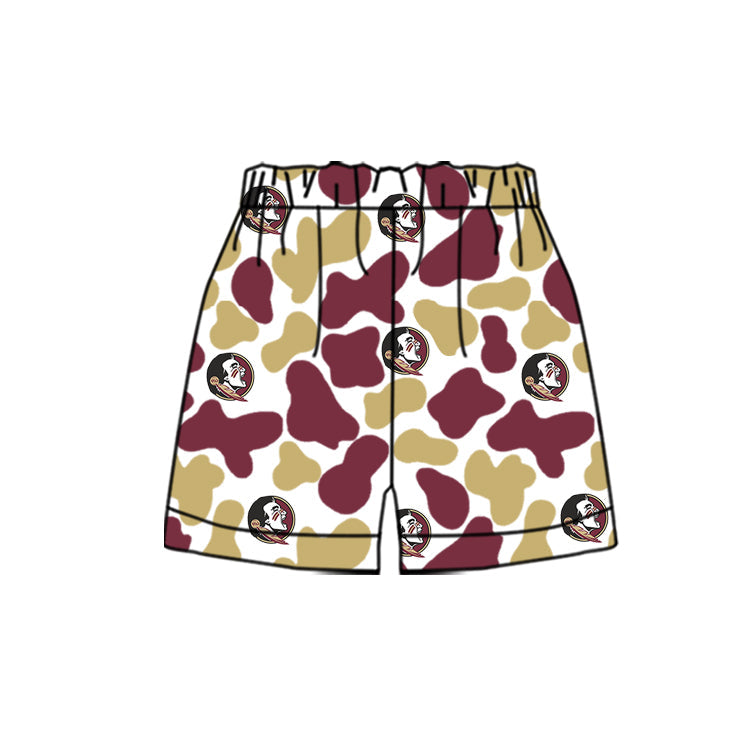 MOQ 3 pcs feather maroon camo kids boys team shorts