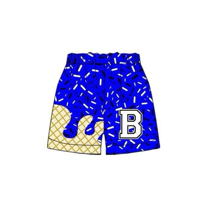 Deadline June 12 blue B ice cream sprinkle kids team shorts