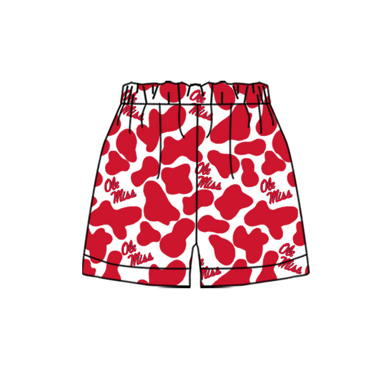 MOQ 3 pcs O M red camo kids boys team shorts