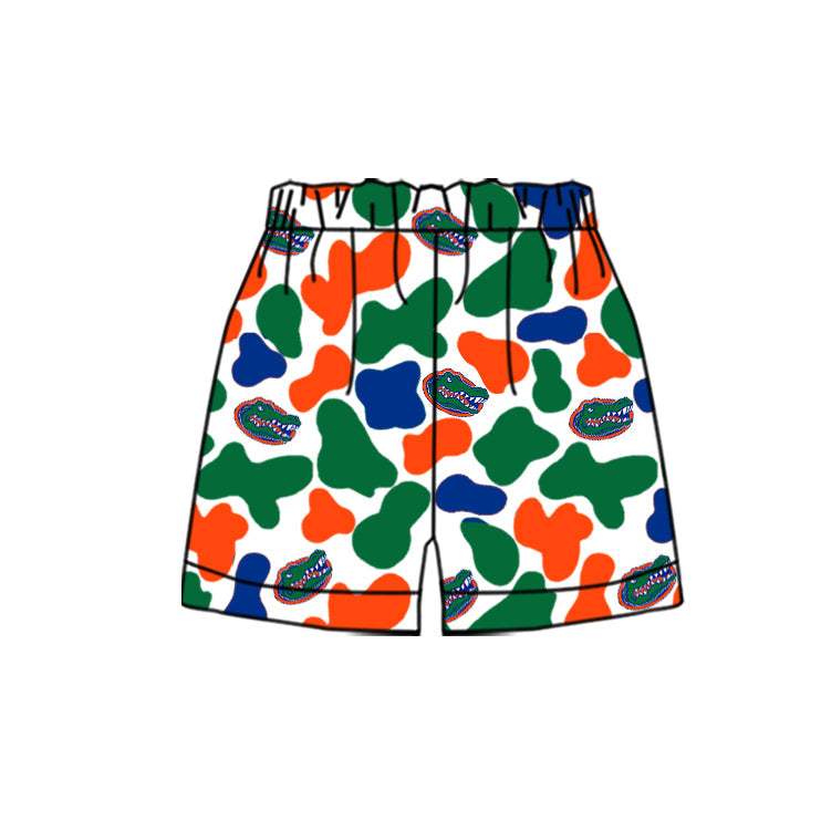 MOQ 3 pcs crocodile green camo kids boys team shorts