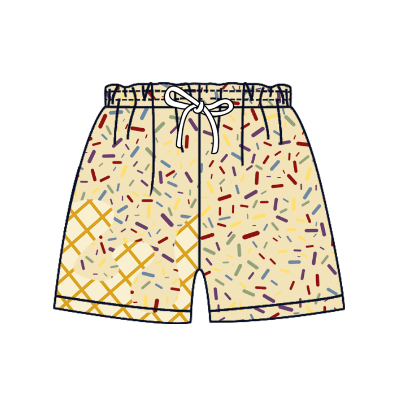 Deadline June 12 beige ice cream sprinkle kids team shorts