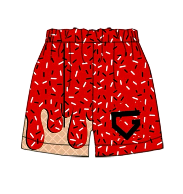 Deadline June 12 red ice cream sprinkle boys team shorts