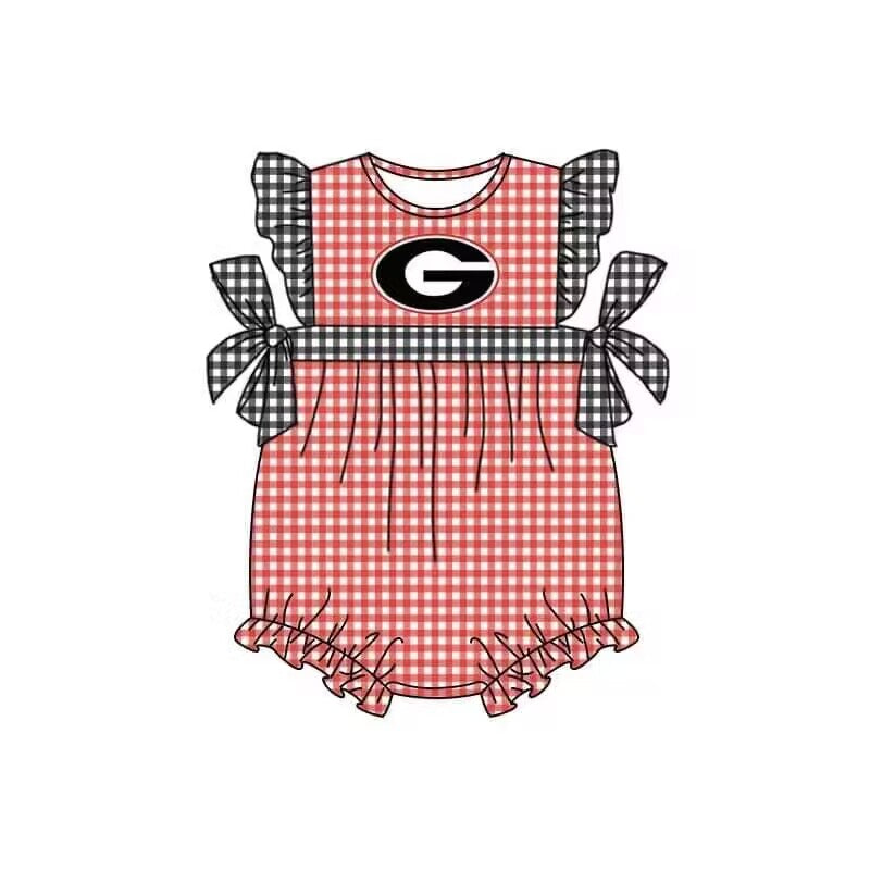 Deadline May 29 plaid flutter sleeves G baby girls team romper
