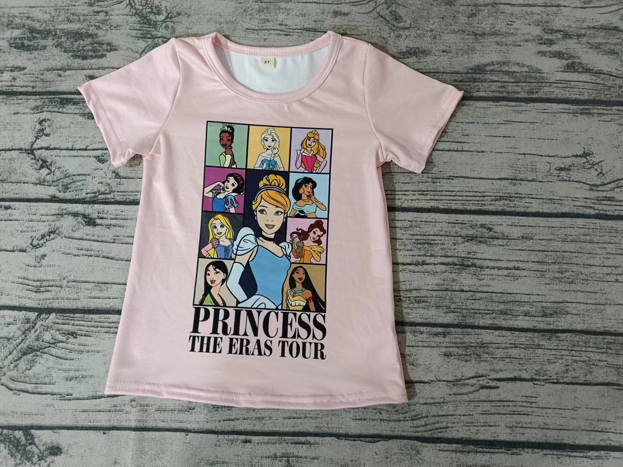 MOQ 3 short sleeves princess patchwork singer girls shirt