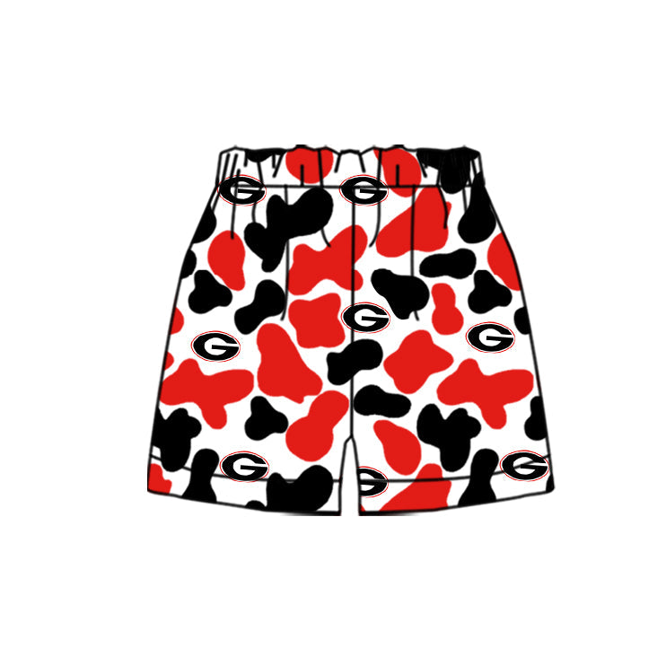 MOQ 3 pcs G red black camo kids boys team shorts