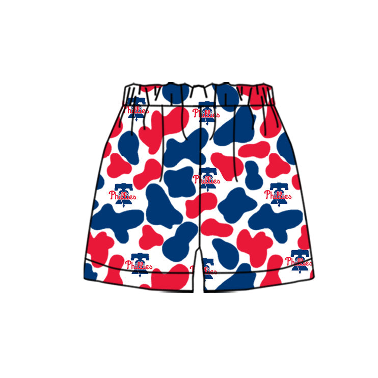 MOQ 3 pcs P blue red camo kids boys team shorts