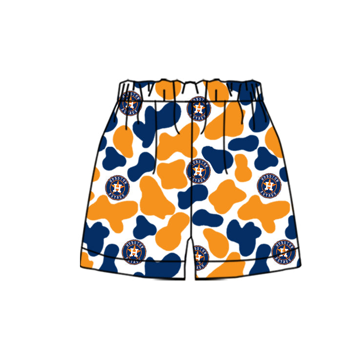 MOQ 3 H orange blue camo kids boys team shorts