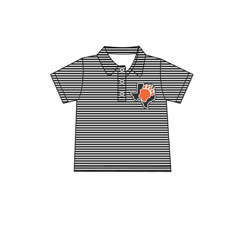 MOQ 3 pcs short sleeves black stripe orange boys team polo shirt