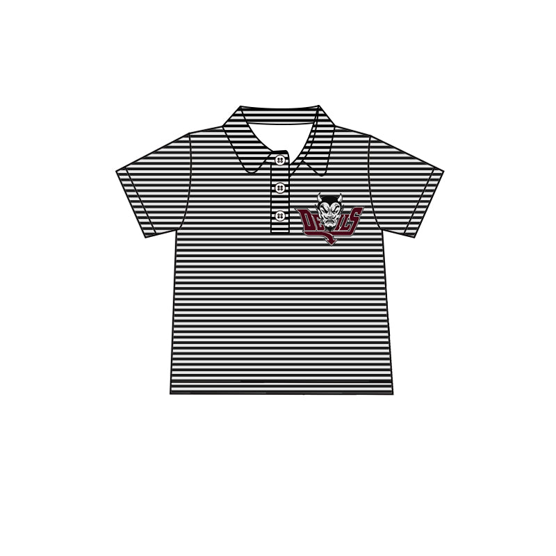 MOQ 3 pcs short sleeves black stripe maroon boys team polo shirt