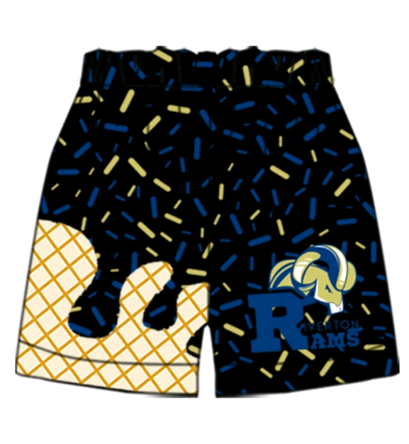 Deadline June 12 blue rams ice cream sprinkle boys team shorts
