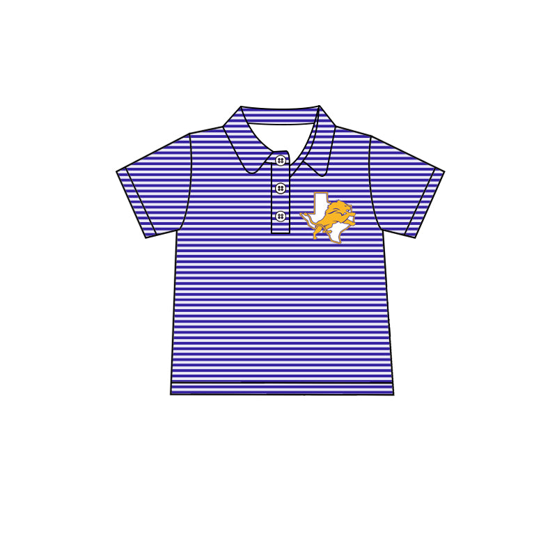 MOQ 3 pcs short sleeves purple stripe boys team polo shirt