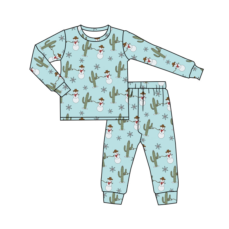 MOQ  5 cactus snowman baby kids winter pajamas