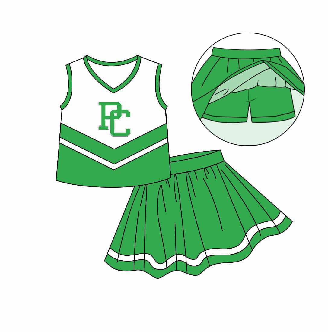 Deadline Feb 20 sleeveless P C top green skirt girls team outfits
