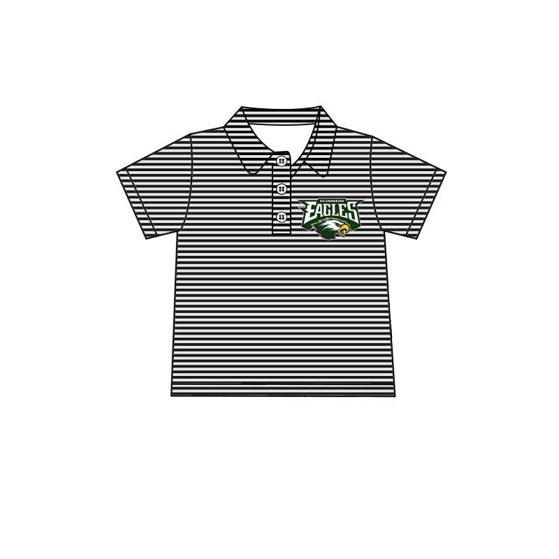 MOQ 3 pcs short sleeves black stripe eagles boys team polo shirt