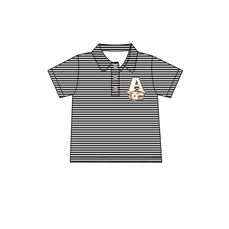 MOQ 3 pcs short sleeves black stripe A boys team polo shirt