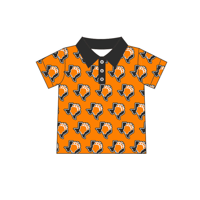 MOQ 5 pcs short sleeves orange kids boys team polo shirt
