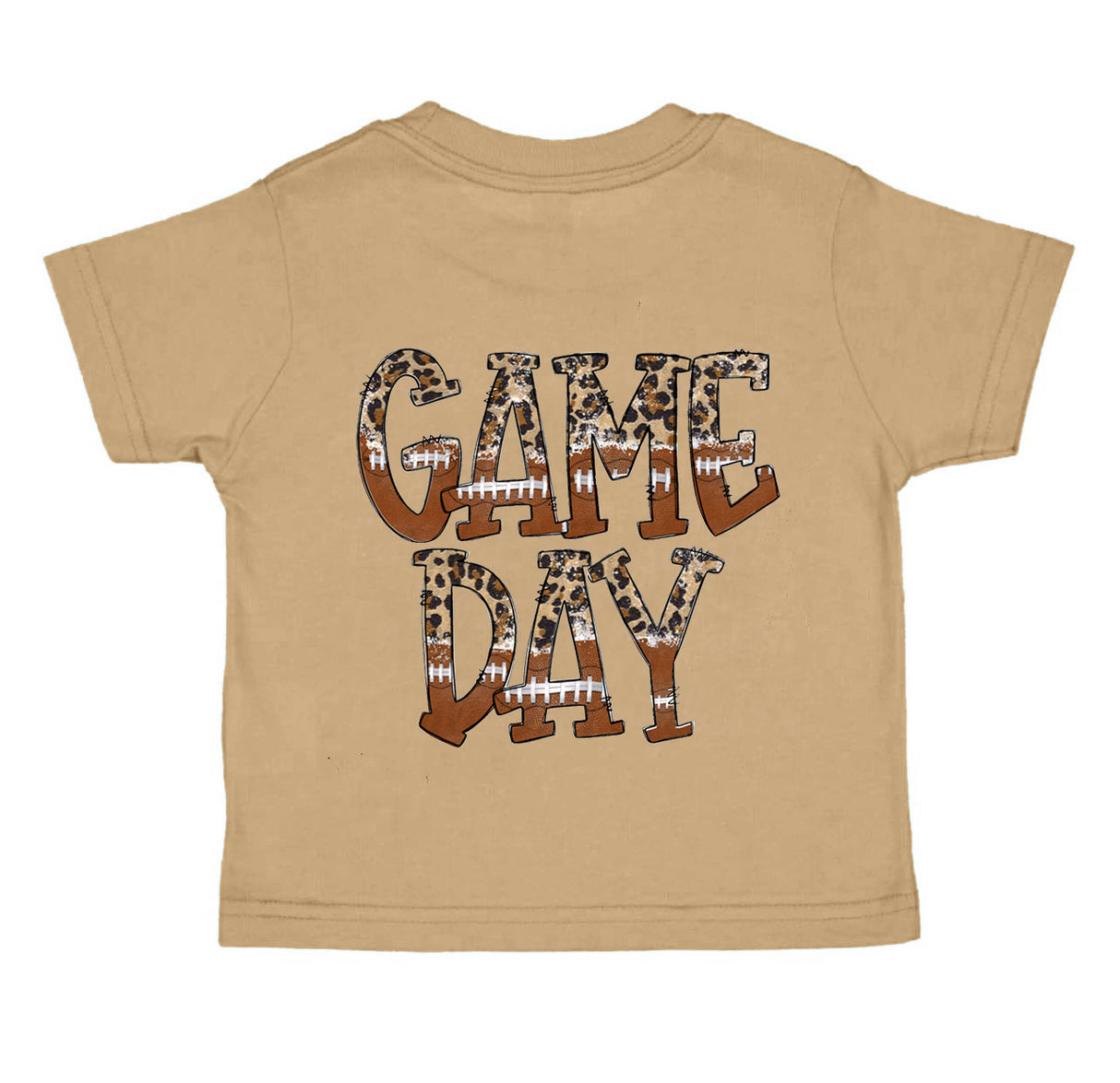 MOQ 5 solid front leopard game day back short sleeves kids shirt