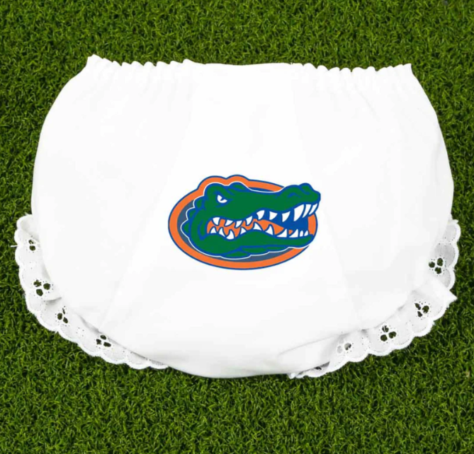 MOQ 3 pcs crocodile white baby girls team bummies