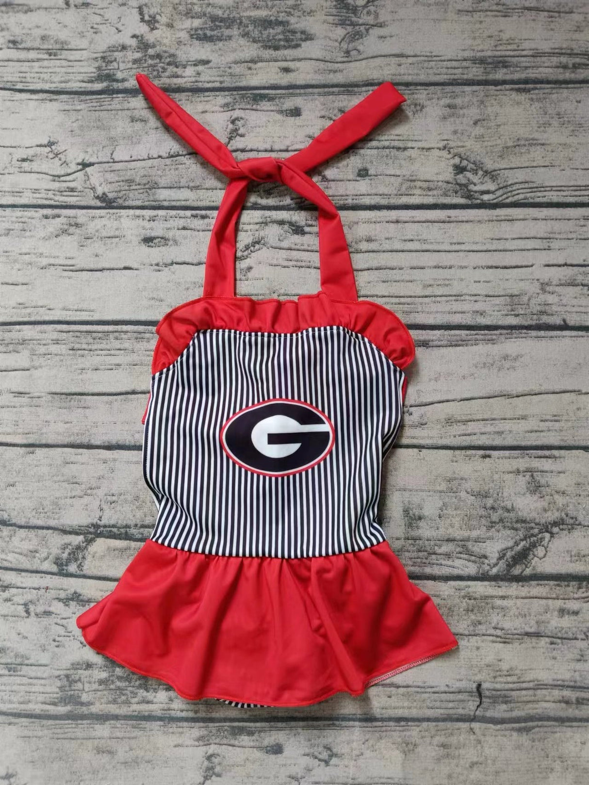 MOQ  3 G stripe kids girls one piece team swimsuit