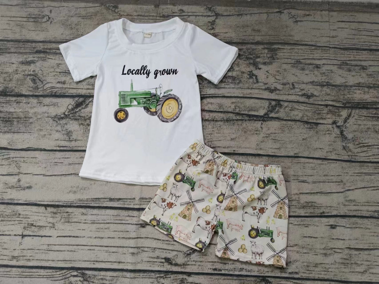 MOQ 3 locally grow tractor top shorts boys farm clothes