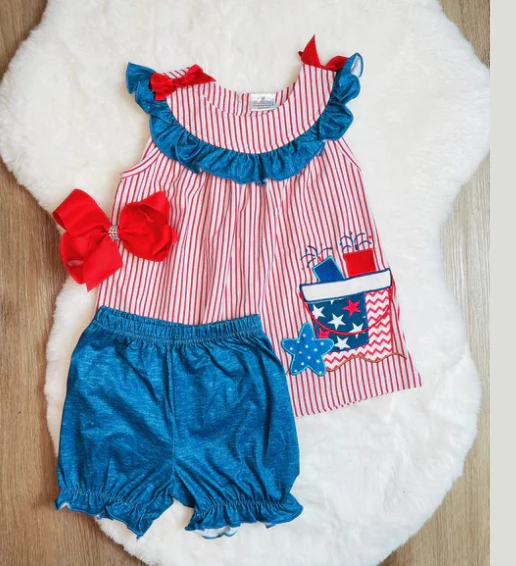 Deadline May 17 stripe firework kids girls 4th of july clothes